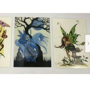 3 Vtg Amy Wood Fairy Postcards Print '99-'01 Music for Butterflies C&D Visionary